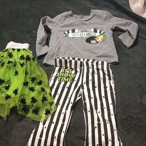 Little Girls 12 Month Halloween Set - Gray, Green, Black